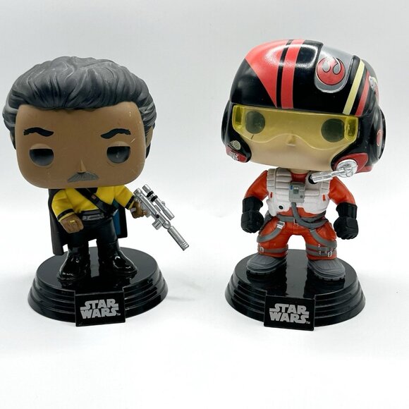 Funko Pop Star Wars Poe Dameron #62 & Funko Pop! Star Wars Lando Calrissian #313 - Picture 1 of 2